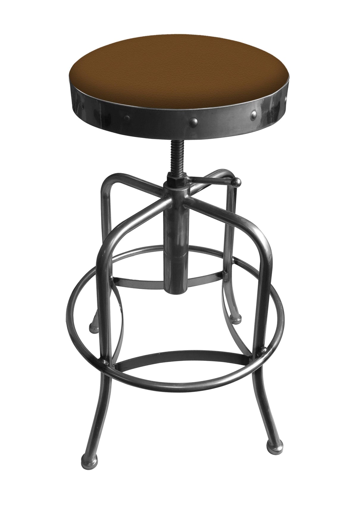 Adjustable Stool with Clear Coat Finish and Seat M6650