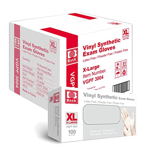 Clear Vinyl Exam Gloves, Extra-Large, Pack of 1000 F84984