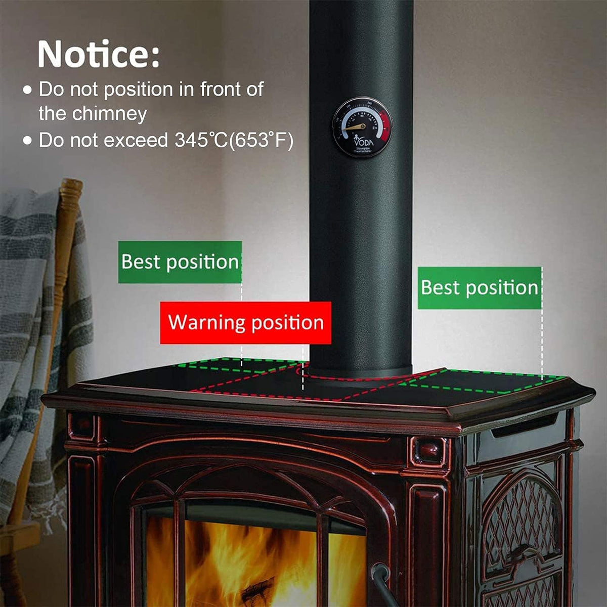 3 Blades Heat Powered Wood Stove Fan Pack of 2 U346