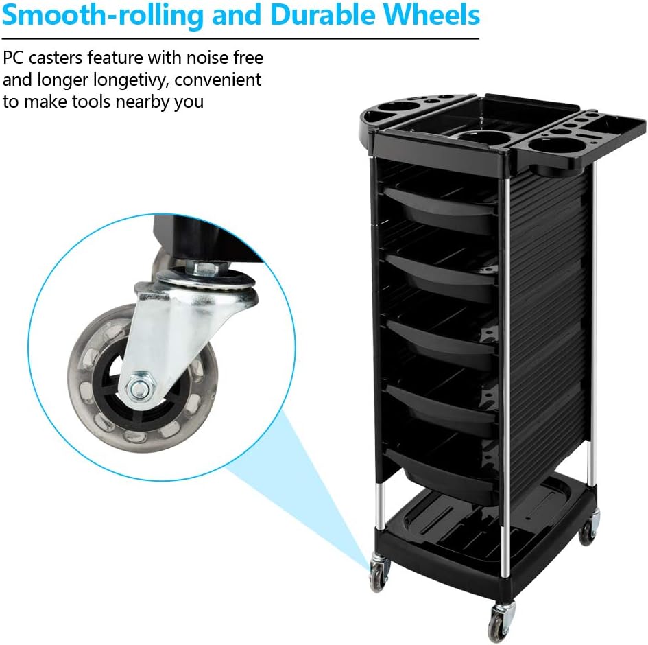 Salon Trolley Cart with 5 Drawers & Rolling Wheels N427
