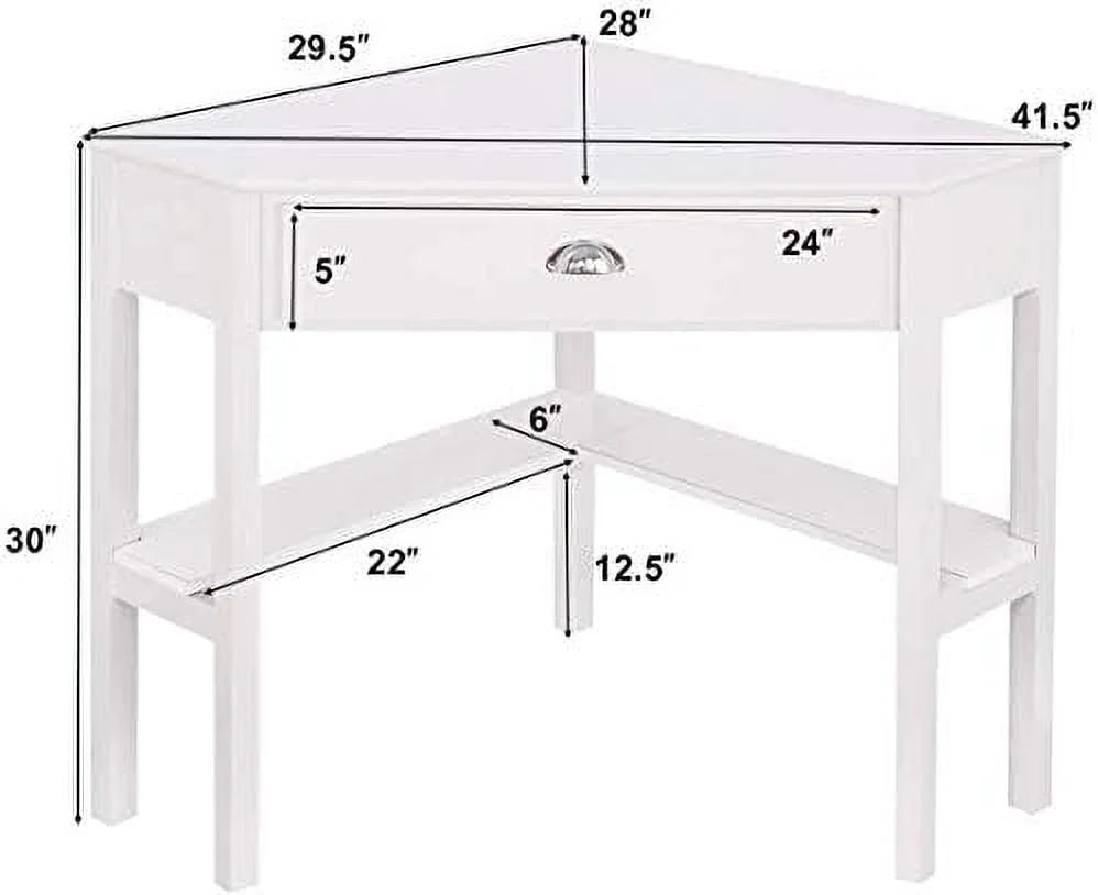 Black Corner Desk with Drawer and Shelves B859