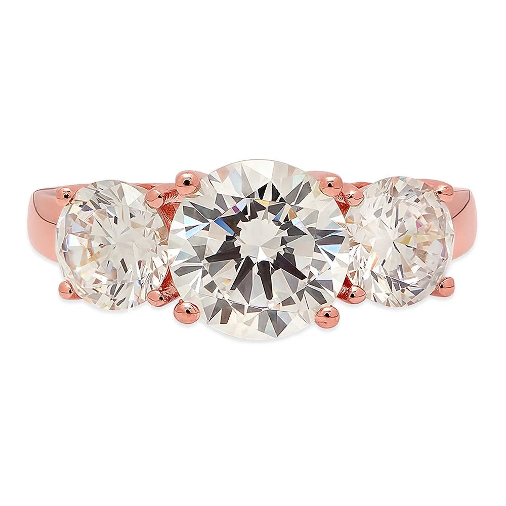18K Rose Gold Three-Stone Diamond Engagement Ring C987126