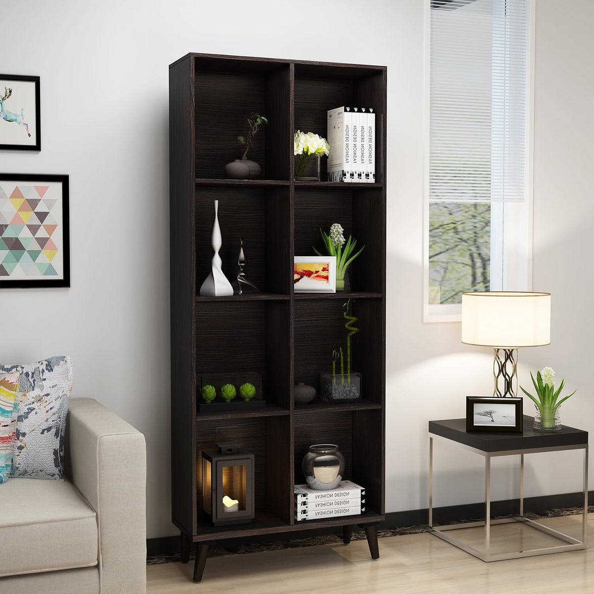 Walnut Finish Faux Wood Bookcase L441151