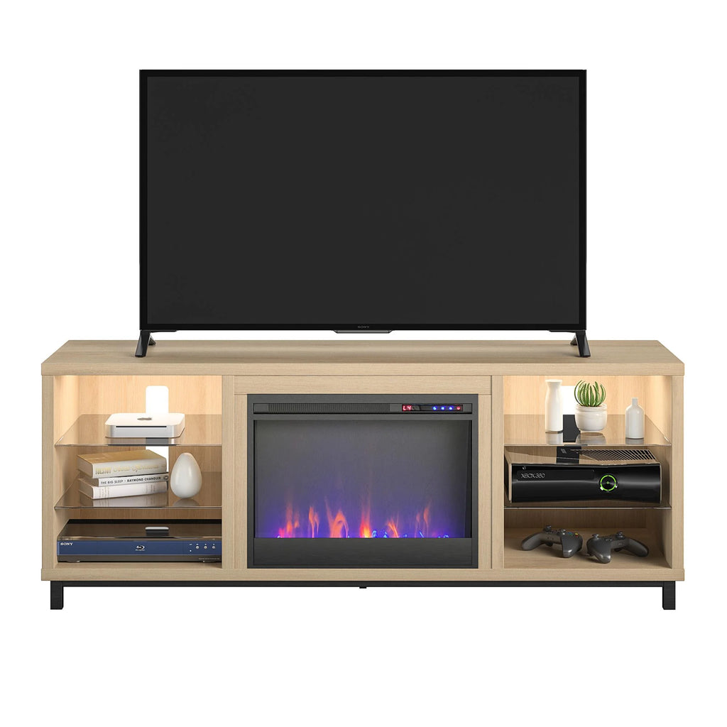 Blonde Oak Fireplace TV Stand W384