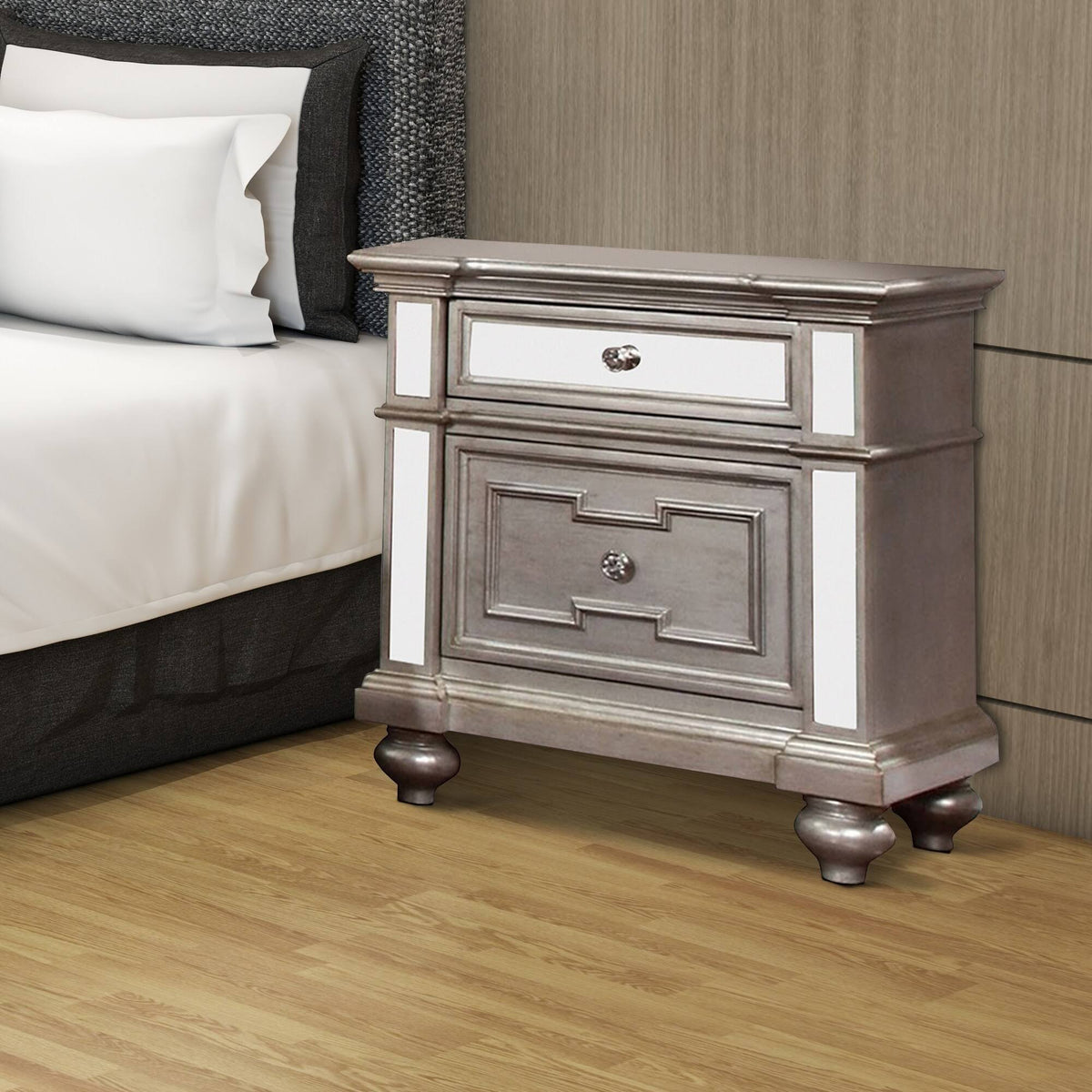 Silver Contemporary Night Stand S485695