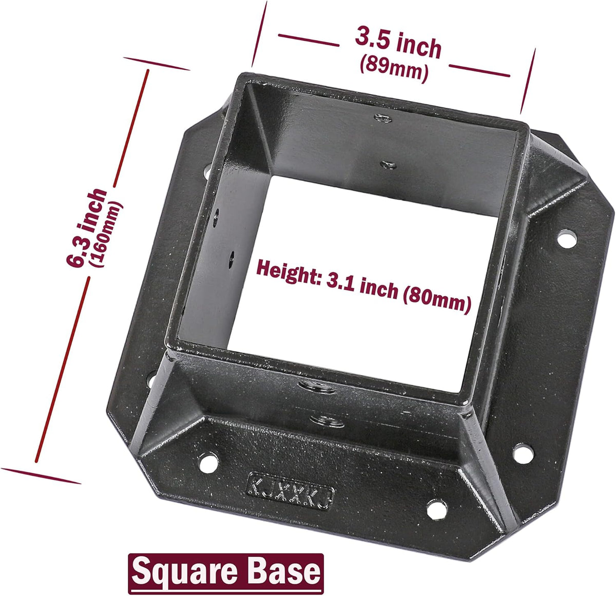 Black Finish 2 Pack Stainless Steel Square Flange Anchor Base with Screws I1868