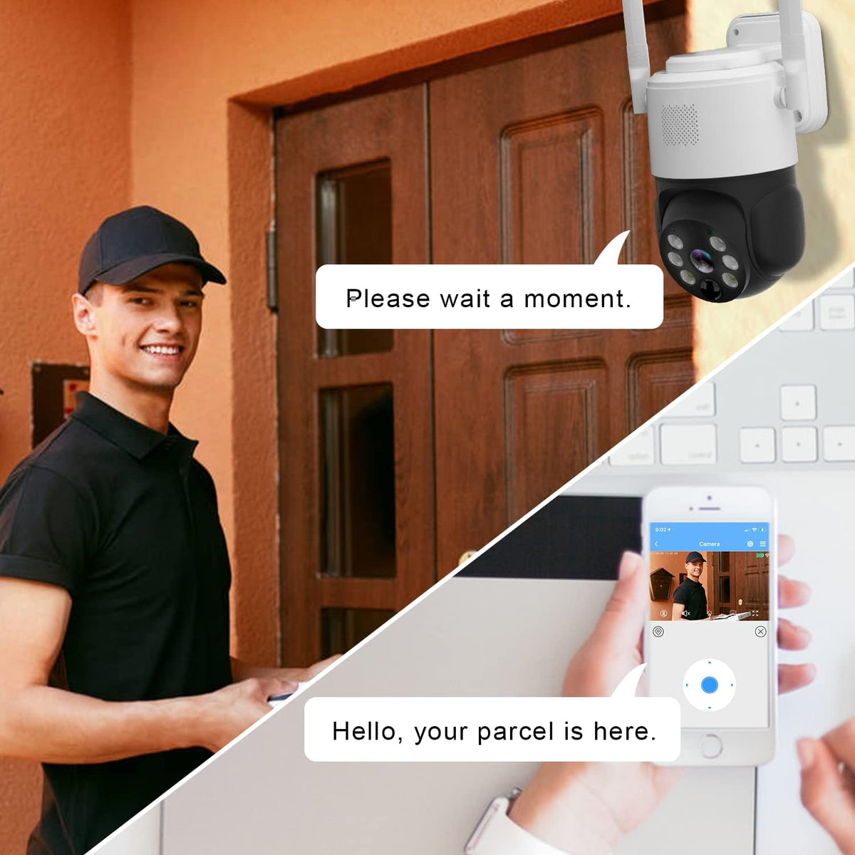 Solar Security Camera Outdoor Wireless Pan Tilt Battery Powered Auto Tracking 1080P WiFi PTZ Camera Home Surveillance PIR Motion Detection Two-Way Audio Color Night Vision SD/Cloud Storage T81116