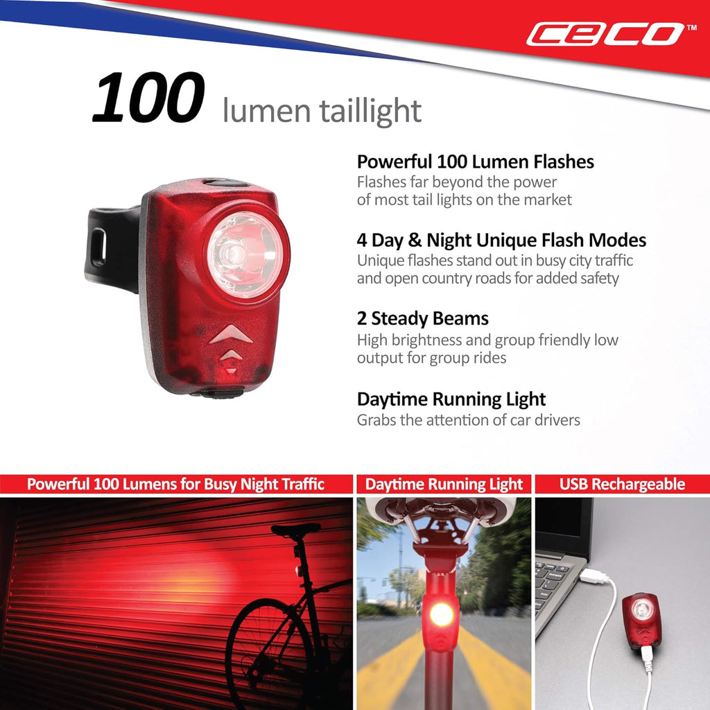 1,000 Lumen Headlight & 100 Lumen Tail Light Combo Pack, USB Rechargeable Bike Light Set, Pack of 2 Q9747