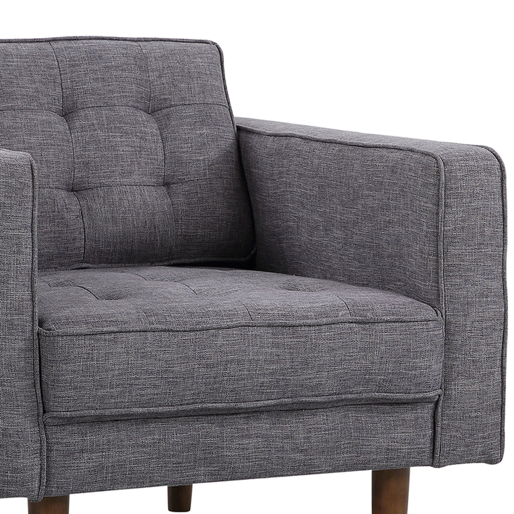Gray Fabric Button Tufted Back Chair with Track Arms S394005