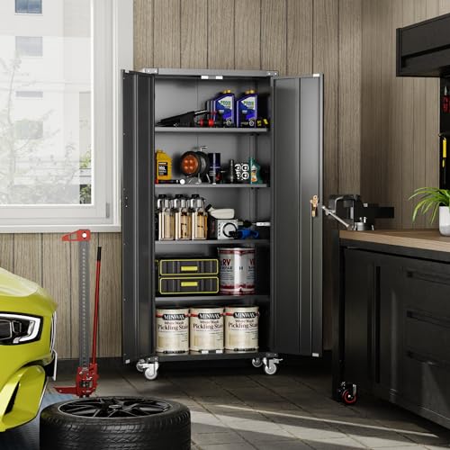 71" Tall Metal Storage Cabinet with 5 Tier Shelves and Locking Doors R733