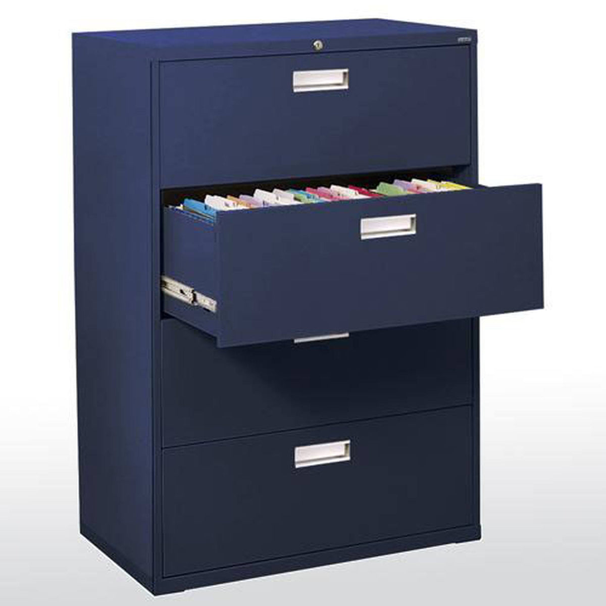 4 Drawer Lateral File Cabinet, Navy Blue J378