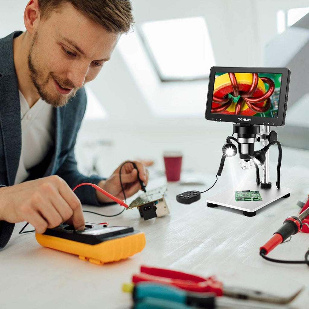 7" LCD Digital Microscope 1200X 1080P 12MP with Metal Stand L76079