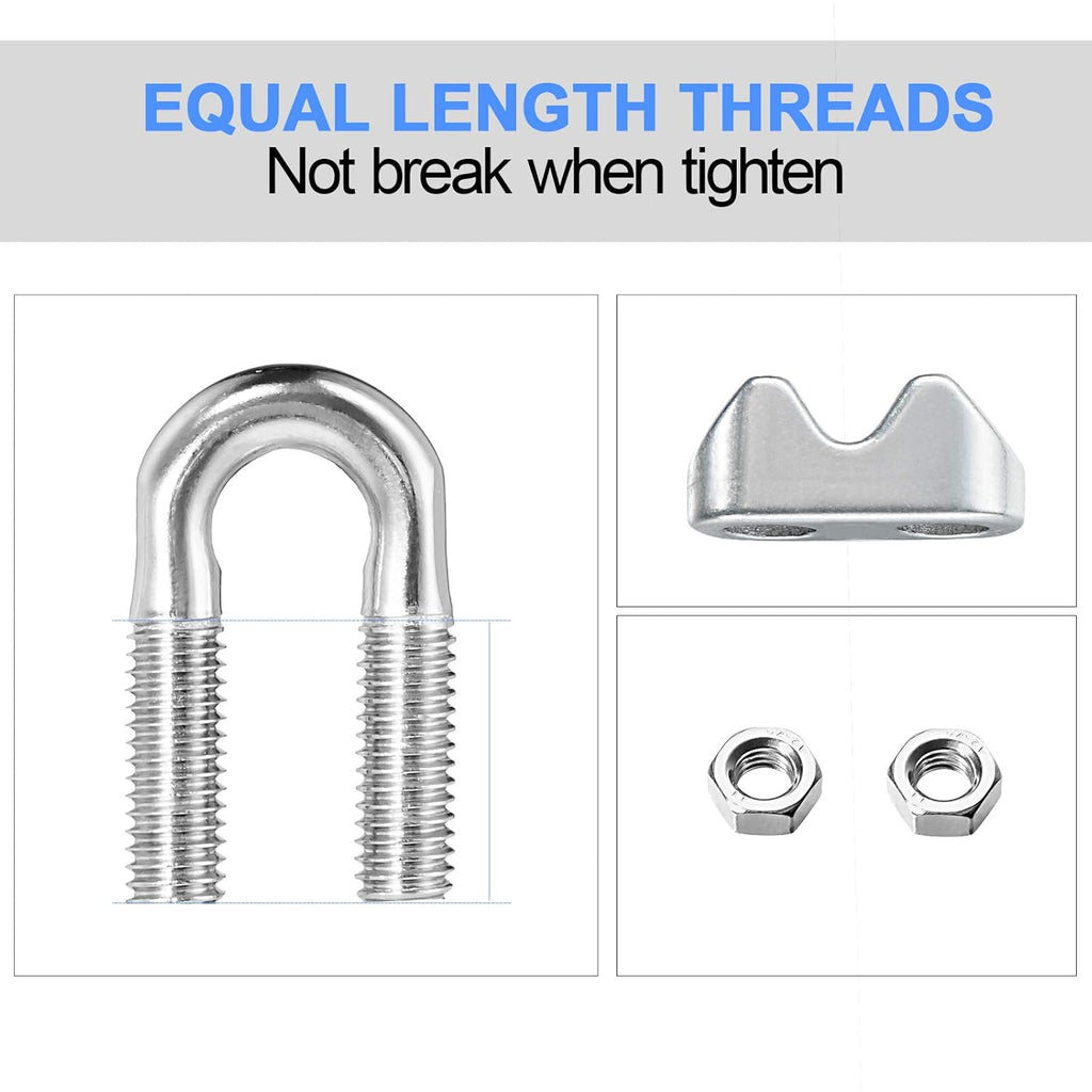 3/16 Inches 304 Stainless Steel Wire Rope Clip 24PCS I932173