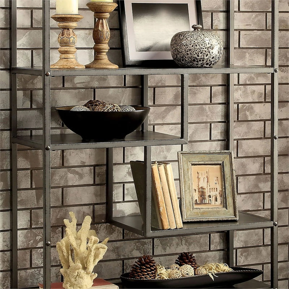 Industrial Metal 6-Shelf Bookcase B388