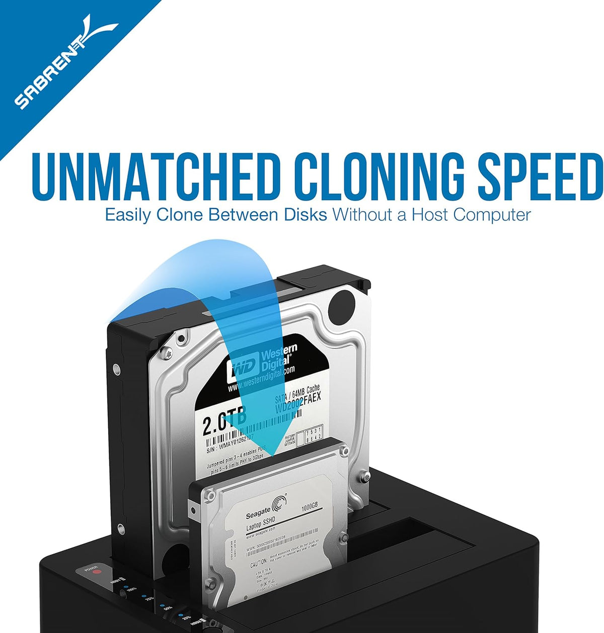 USB 3.0 to SATA Dual Bay External Hard Drive Docking Station for 2.5 or 3.5in HDD SSD with Hard Drive Duplicator Cloner Function 10TB Support Pack of 2 B9013