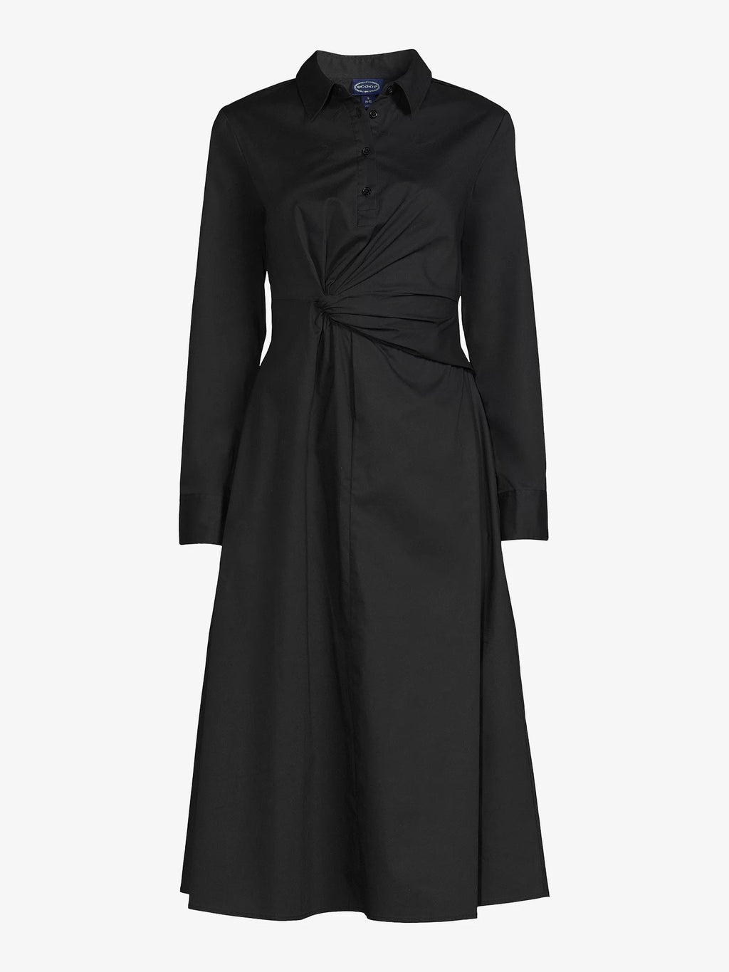 Women's Poplin Midi Shirt Dress with Long Sleeves G62028