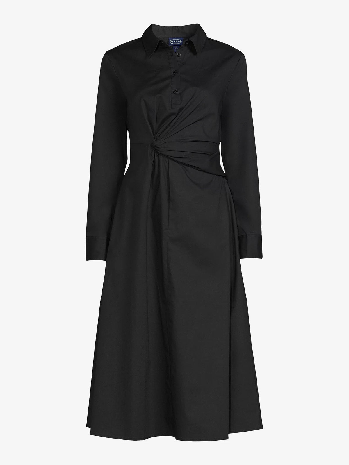 Women's Poplin Midi Shirt Dress with Long Sleeves G62028