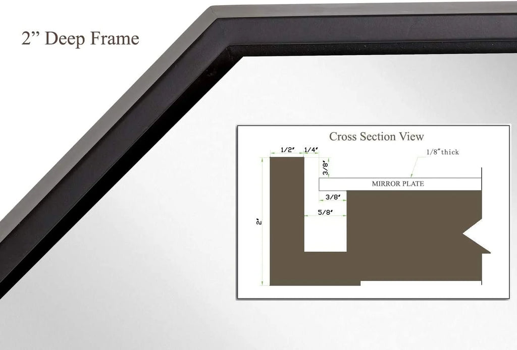 Black Octagon Wall Mirror 24" X 36" Q3035