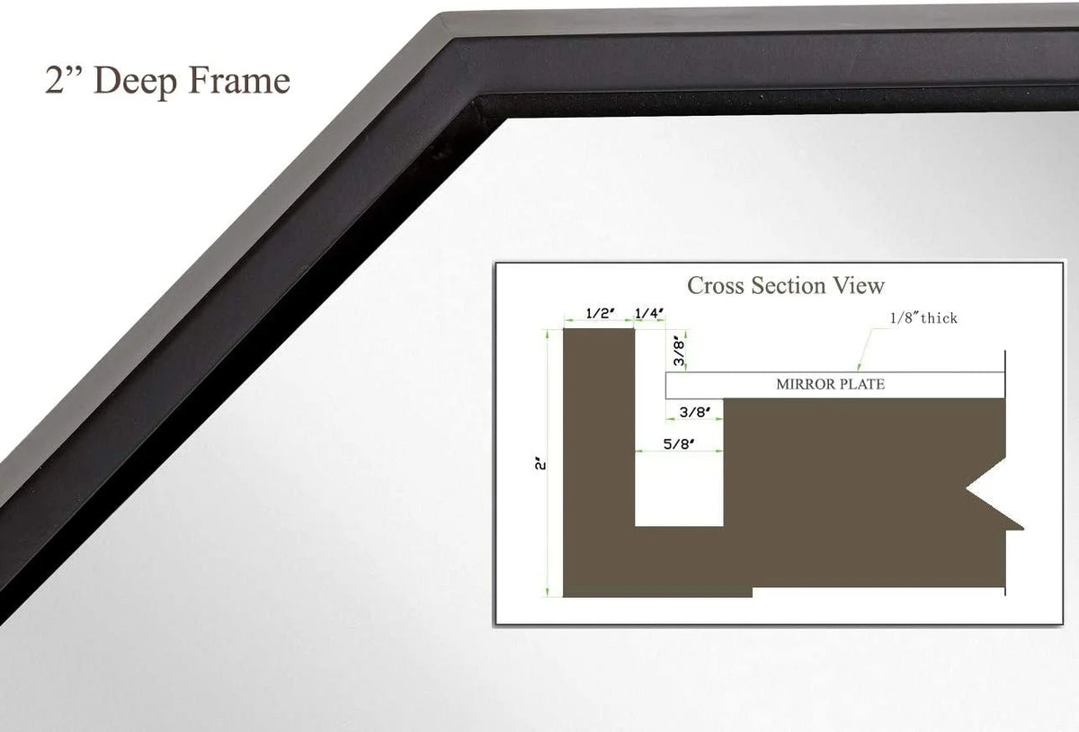 Black Octagon Wall Mirror 24" X 36" Q3035