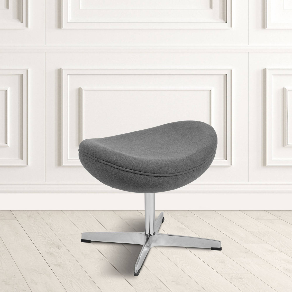 Gray Fabric Saddle Wing Ottoman H216