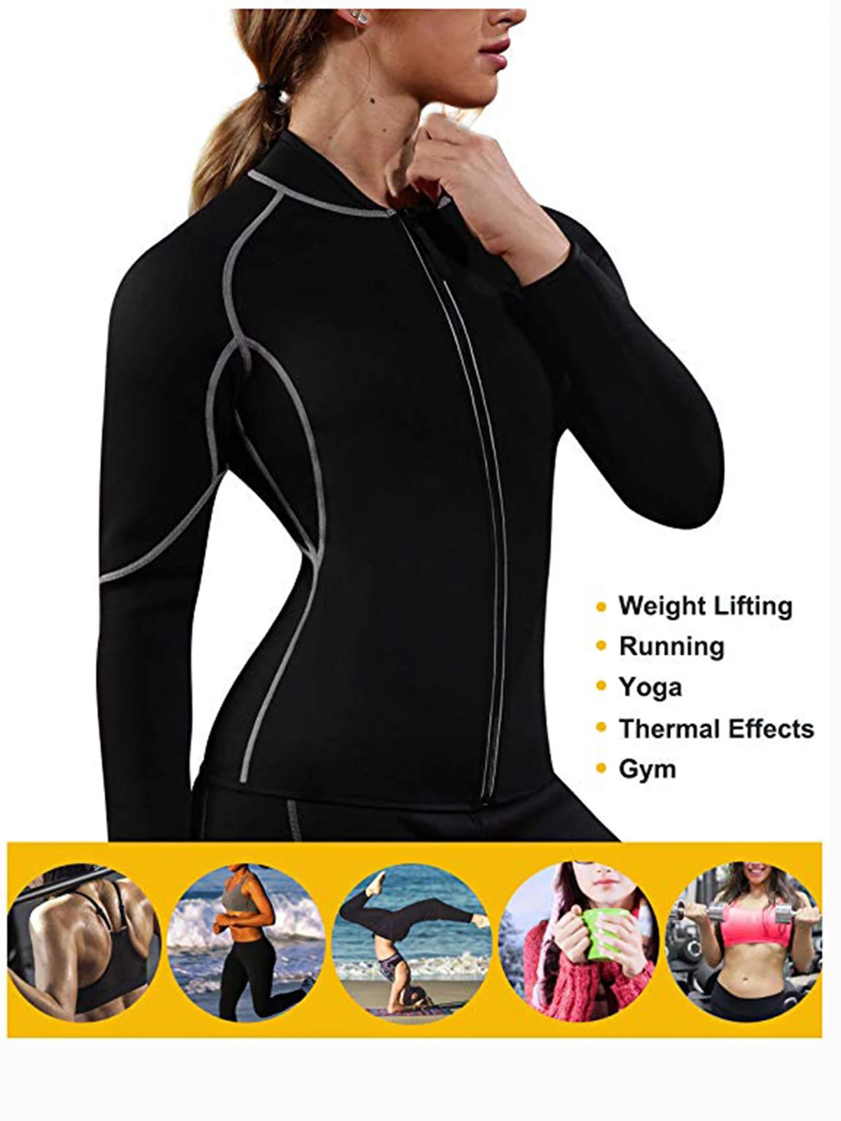 Women's Neoprene Sauna Vest Waist Trainer Corset Long Sleeves Gym Hot Sweat Suit Workout Body Shaper C686