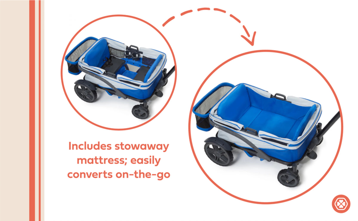 4-Seater Wagon Stroller with Rugged Wheels and Removable Canopy S358