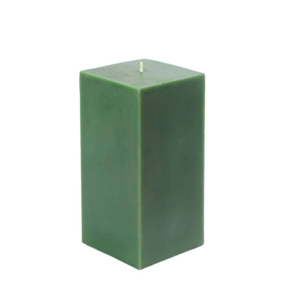 3 in. x 6 in. Hunter Green Square Pillar Candle R156