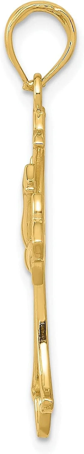 Solid 10k Yellow Gold Cross Pendant J904