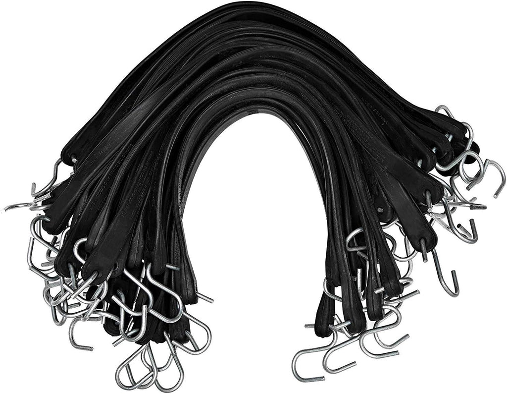 Natural Rubber Bungee Cords with Hooks 15" Pack of 50 H88821