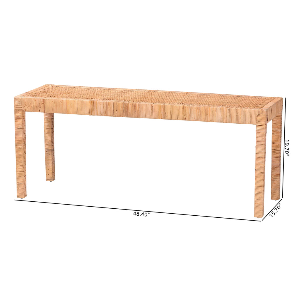 Natural Rattan and Mahogany Wood Accent Bench Z47751