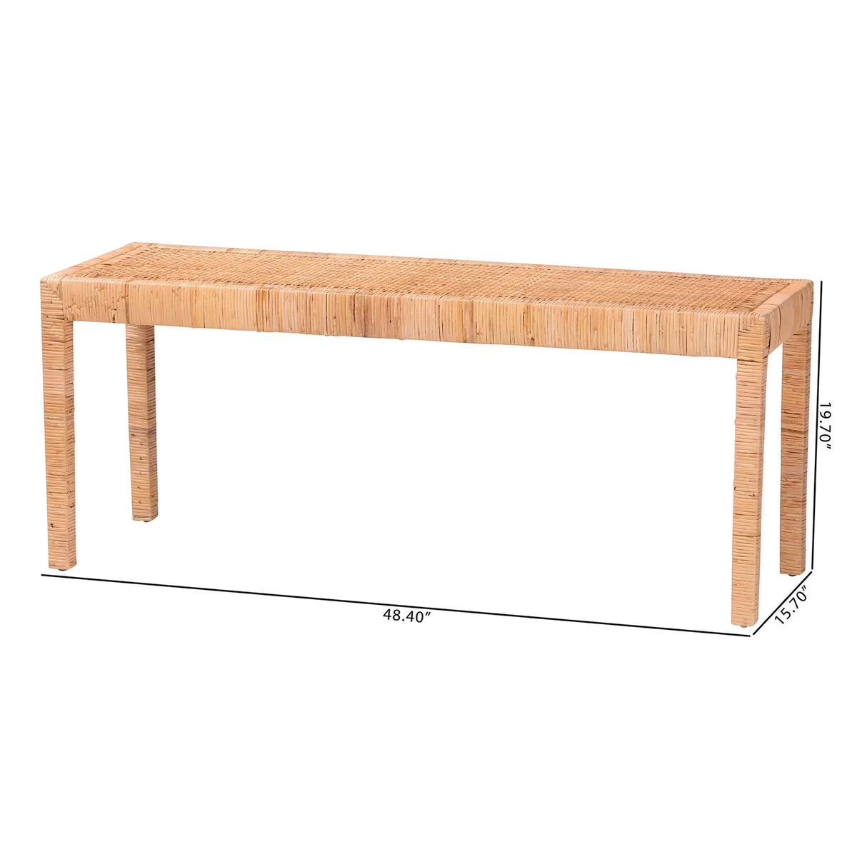 Natural Rattan and Mahogany Wood Accent Bench Z47751