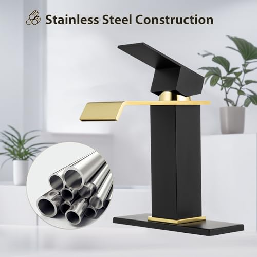 Black and Gold Single-Handle Bathroom Sink Faucet Z573317
