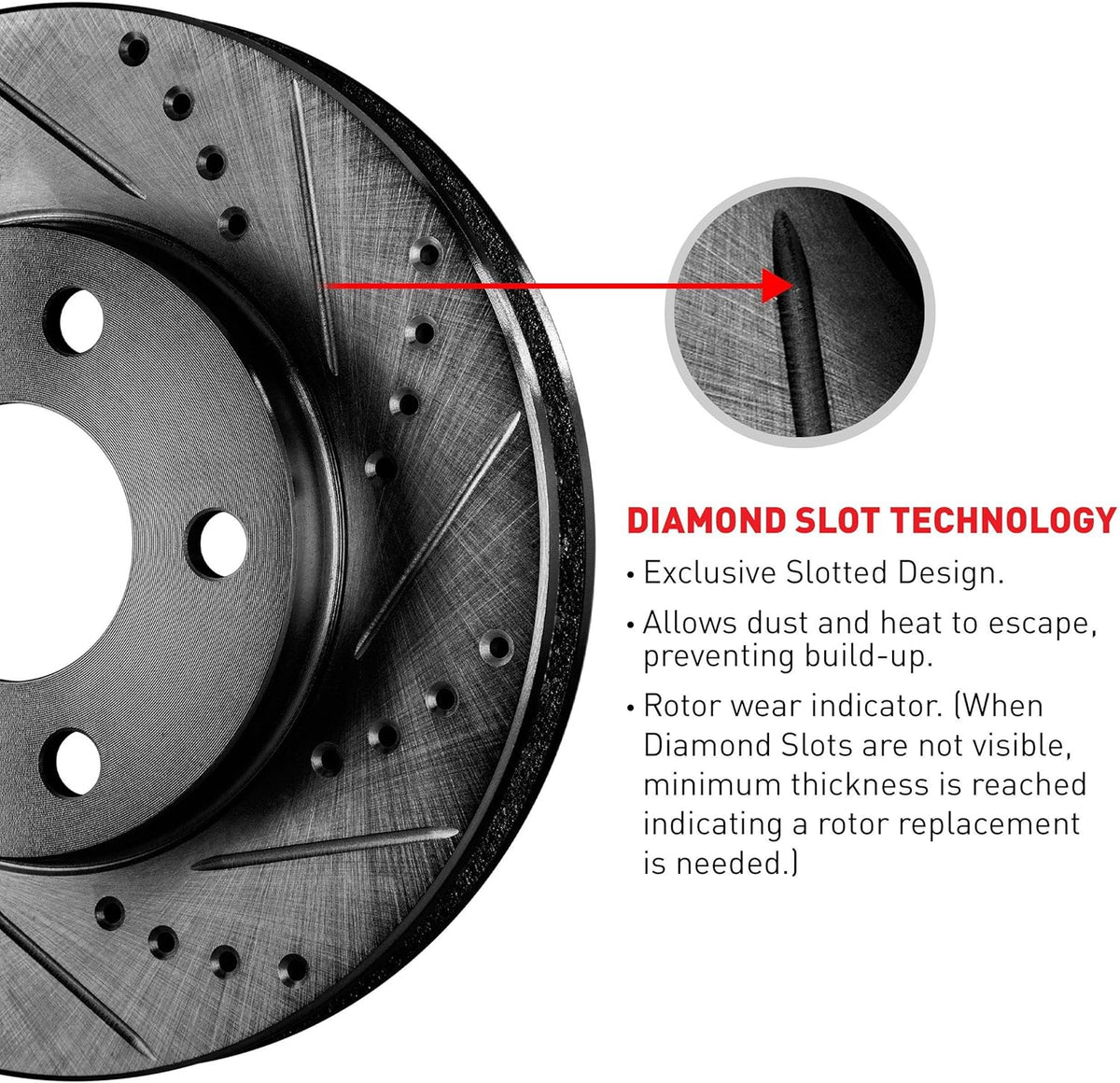 Black Drilled and Slotted Brake Rotors with Semi-Metallic Brake Pads K3777