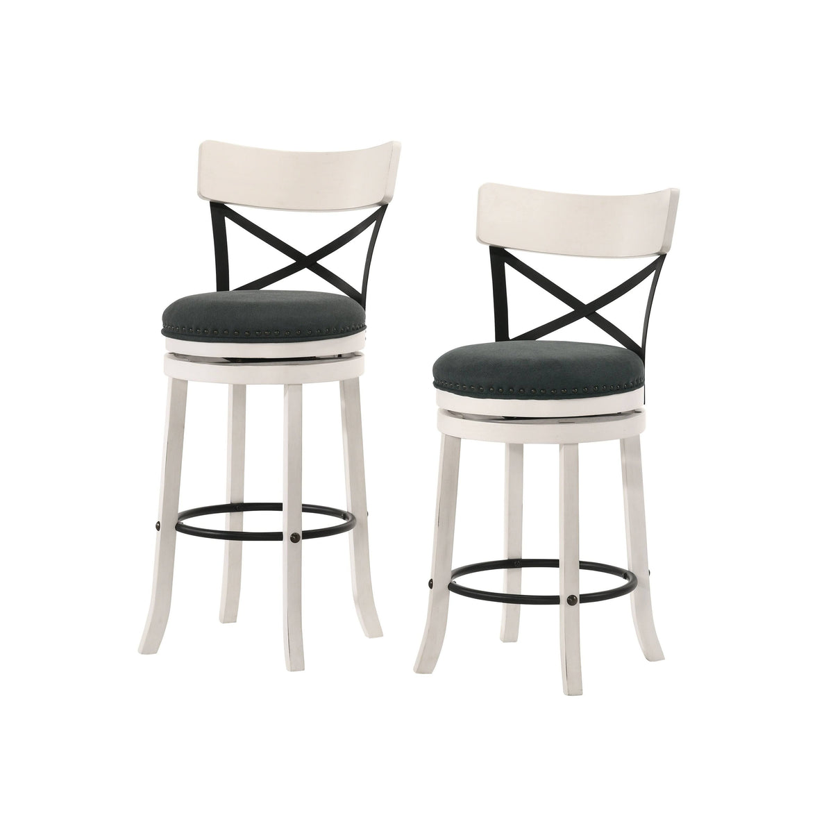Light Grey Swivel Barstools Set of 2 P4808