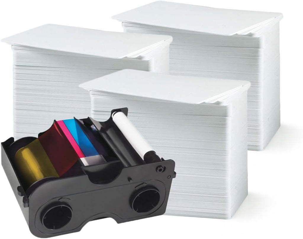 Magicard MA300YMCKO Color Ribbon - YMCKO - 300 Prints with Bodno Premium CR80 30 Mil Graphic Quality PVC Cards - Qty 300 I177