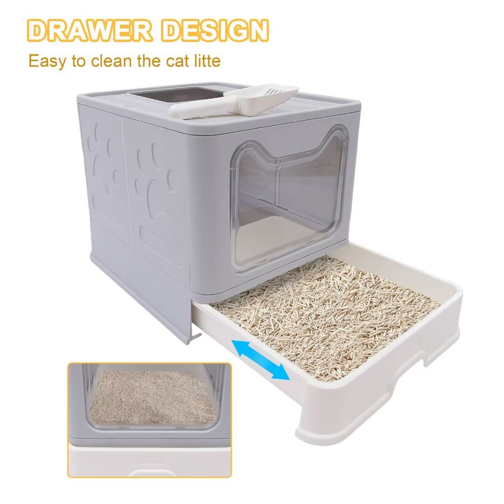 16.14" Foldable Enclosed Cat Litter Box with Lid C8113