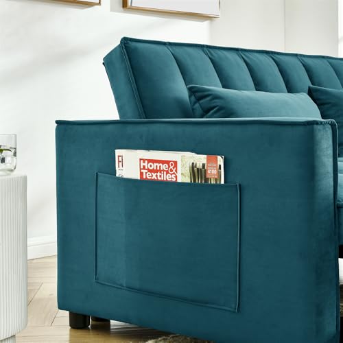 Black Velvet Convertible Sleeper Sofa Bed R38616