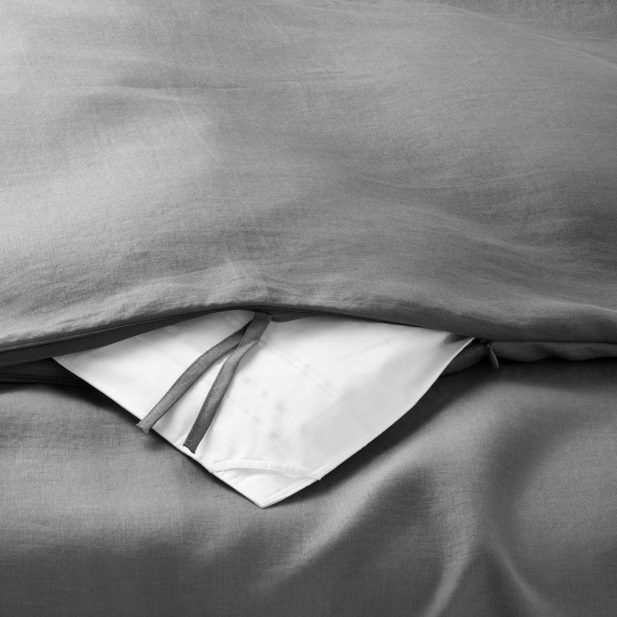Linen Duvet & Sham Set Dark Gray F692