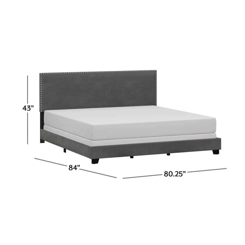 Charcoal Fabric Upholstered Queen Bed B1226