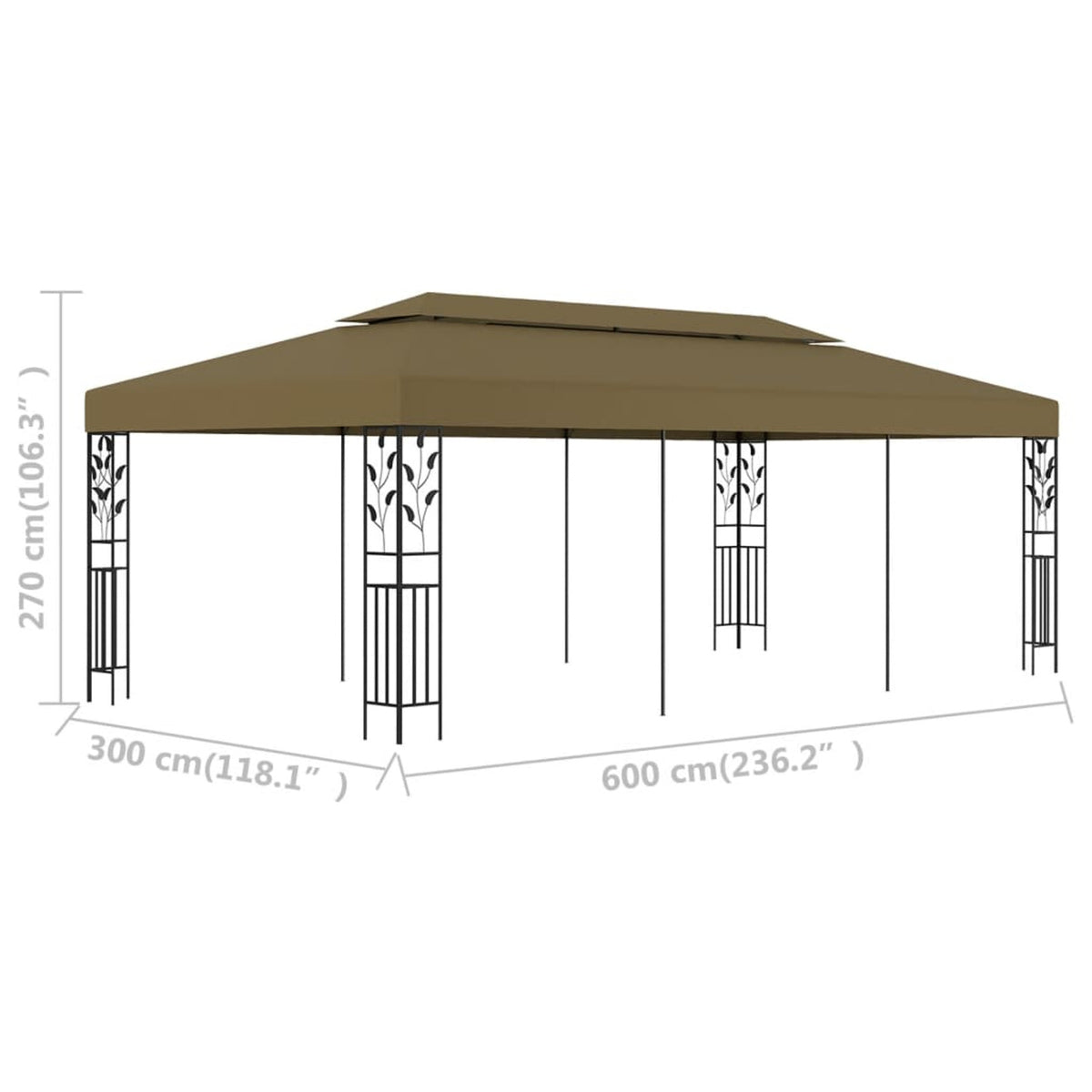 19.7'x9.8' Taupe Gazebo W566