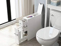 Slim White Bathroom Storage Cabinet with Slide Out Drawer W86925