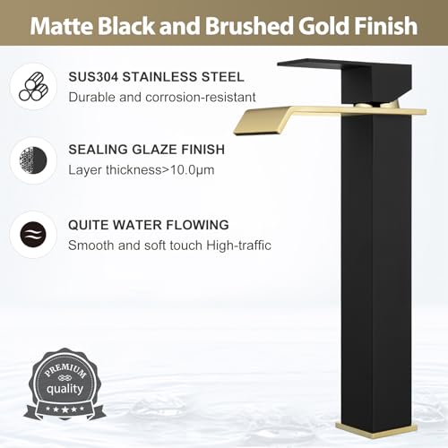 Black and Gold Single-Handle Bathroom Sink Faucet Z573317