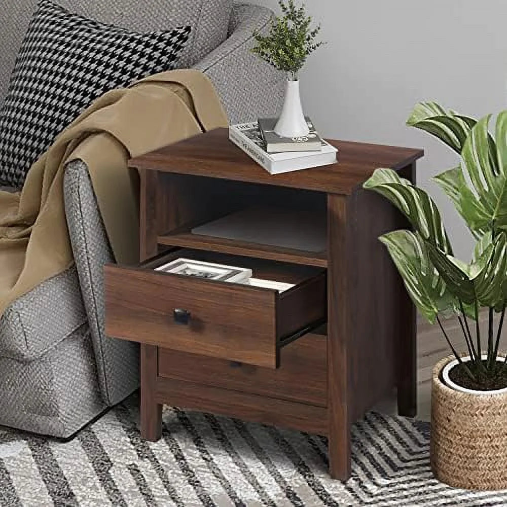 Set of 2 Wood Nightstands with Drawers Z813