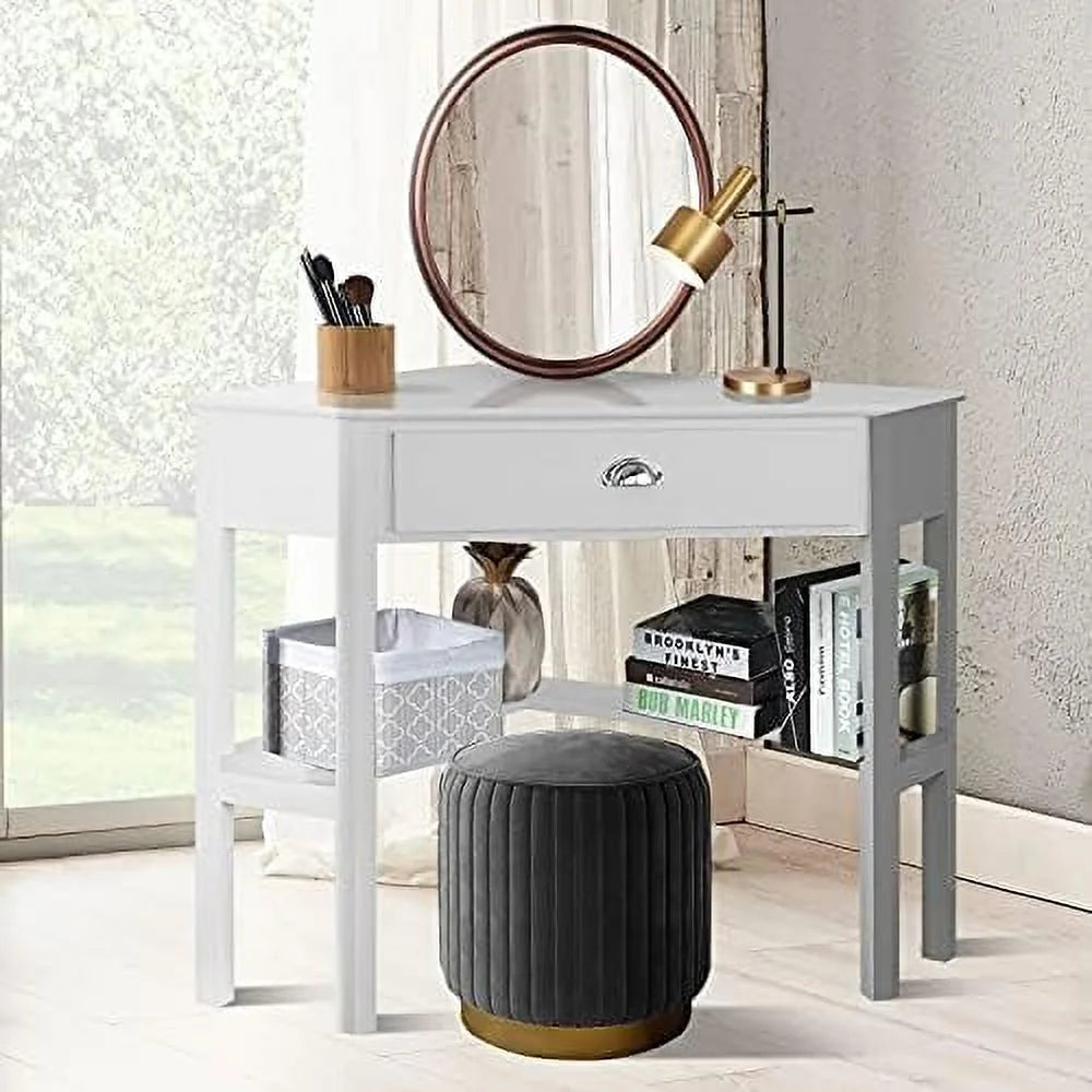 Black Corner Desk with Drawer and Shelves B859