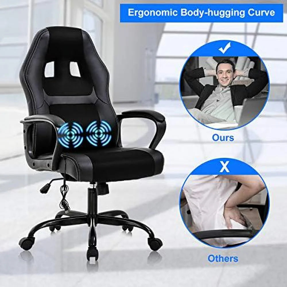 Ergonomic High Back Massage PU Leather Office Chair with Lumbar Support R936