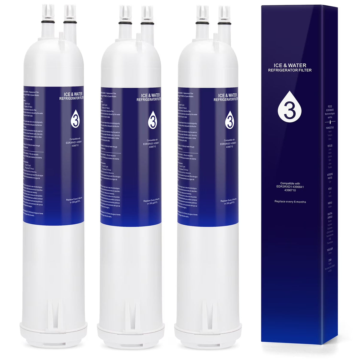 3-Pack Water Filter 3 for Whirlpool Refrigerator K841225