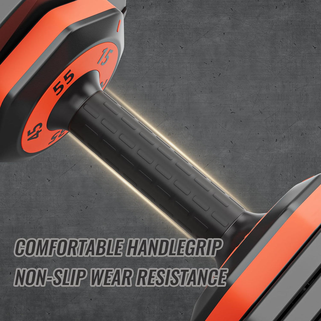 55LB 5 in 1 Single Adjustable Dumbbell with Anti-Slip Metal Handle, Black Y65314