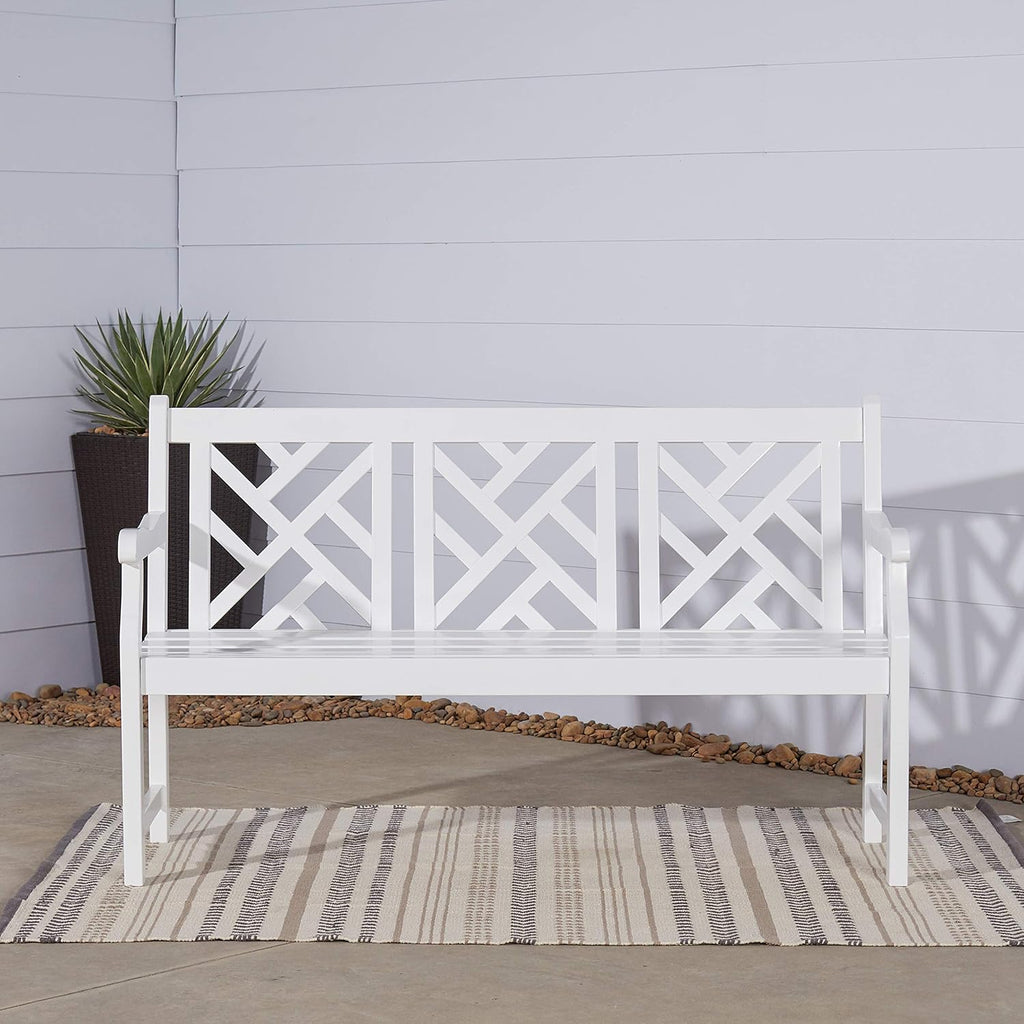 White Acacia Wooden Bench C31258