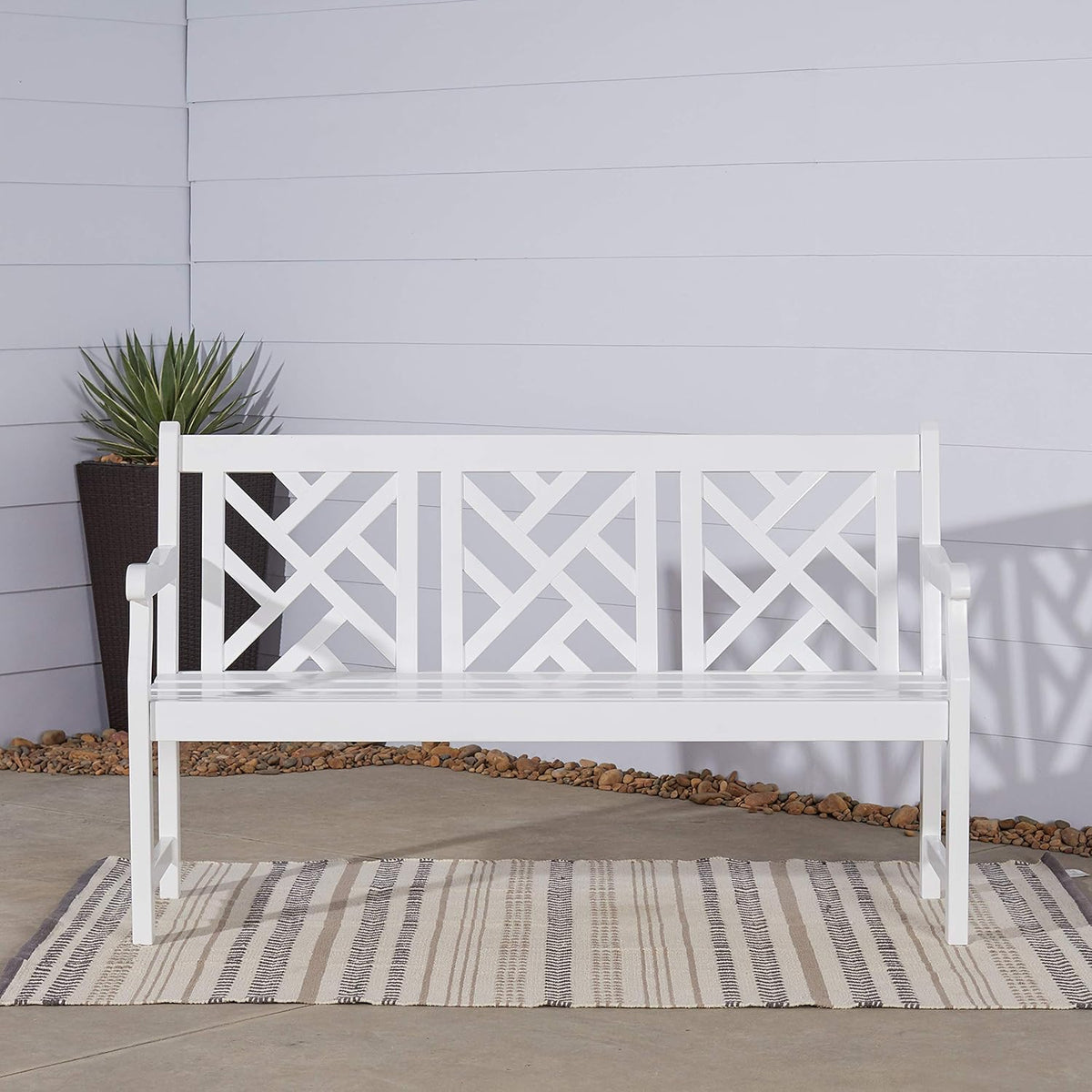 White Acacia Wooden Bench C31258