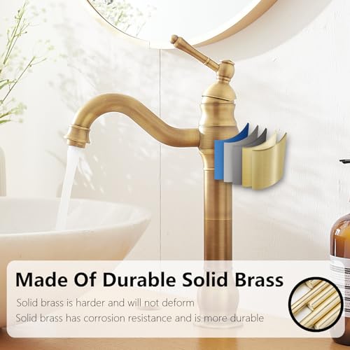 Antique Brass Vessel Sink Faucet Single Hole with Pop Up Drain L781908